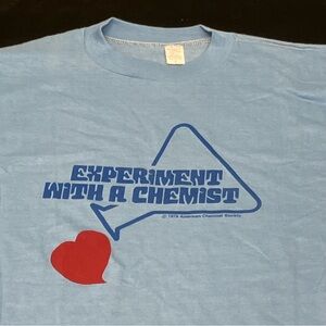 Experiment With A Chemist Vintage Graphic Tee - Light Blue with Red Heart
